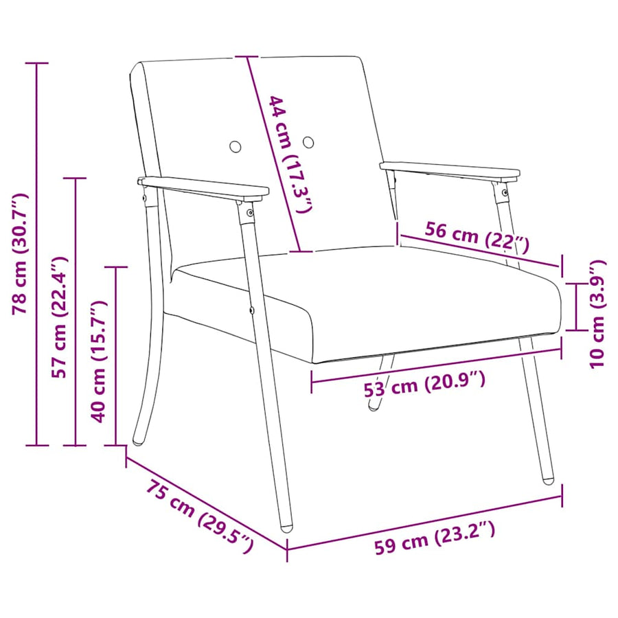 Fauteuil Zwart 59 x 75 x 78 cm Krullend Wol-achtig Stof
