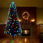 Artificial Christmas Tree with 300 LEDs with Stand Green 240 cm PVC