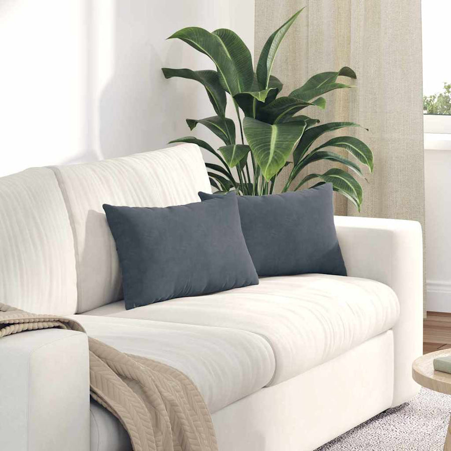 Sofa Kussens 2 pcs Donkergrijs 50 x 30 cm Katoen Stof