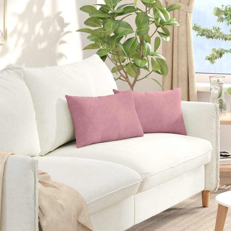 Sofa Kussens 2 pcs Roze 50 x 30 cm Katoen Stof