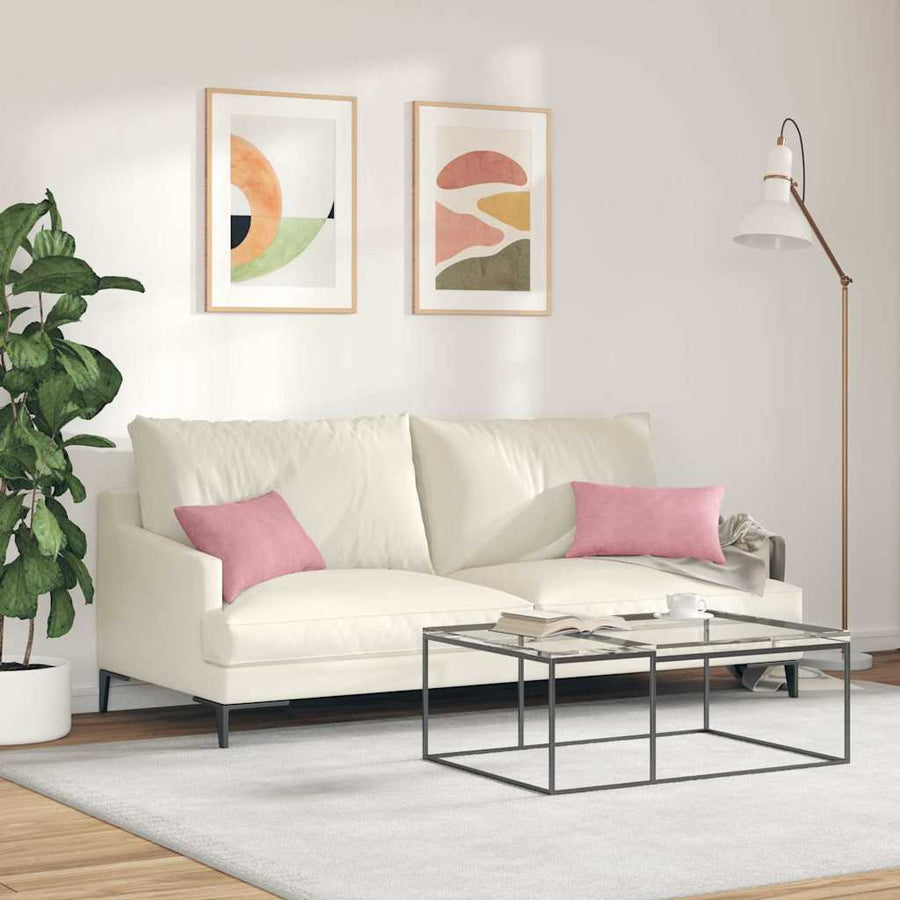 Sofa Kussens 2 pcs Roze 50 x 30 cm Katoen Stof