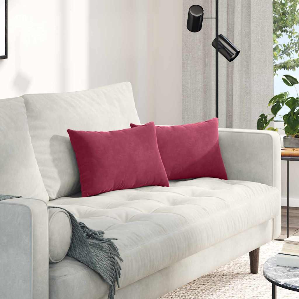 Sofa Kussens 2 pcs Wijnrood 50 x 30 cm Katoen Stof