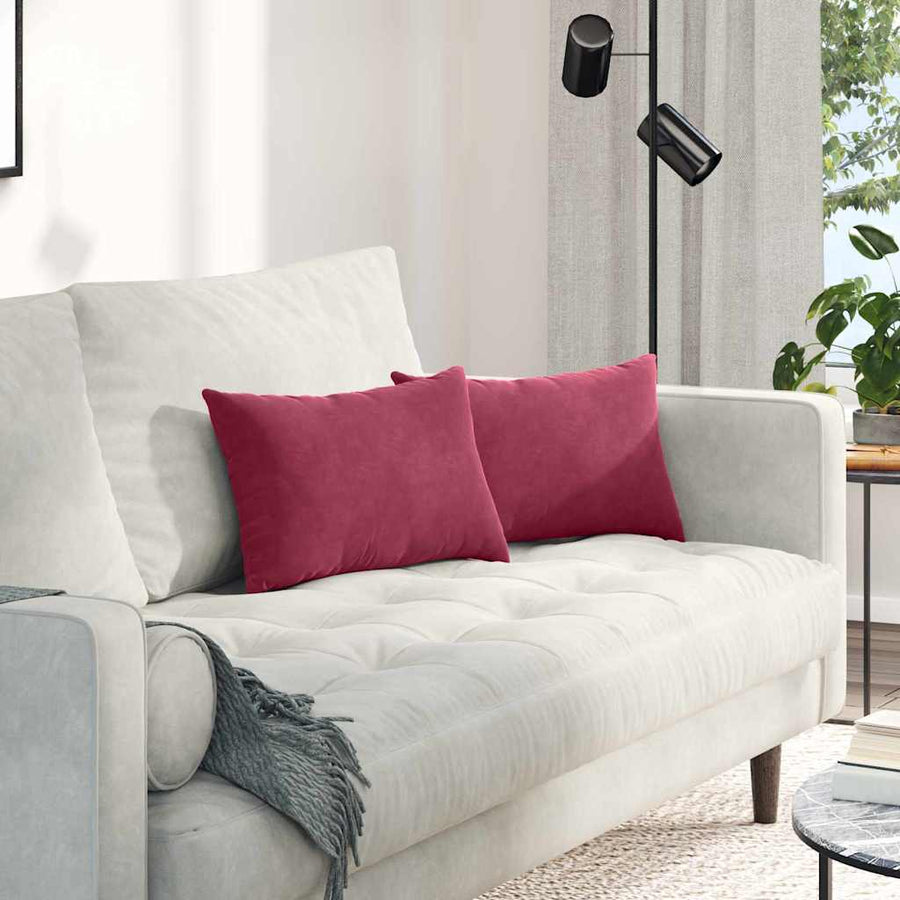 Sofa Kussens 2 pcs Wijnrood 50 x 30 cm Katoen Stof