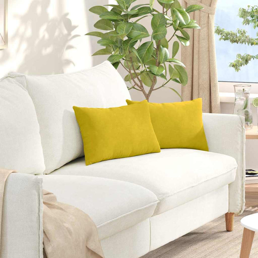 Sofa Kussens 2 pcs Geel 50 x 30 cm Katoen Stof