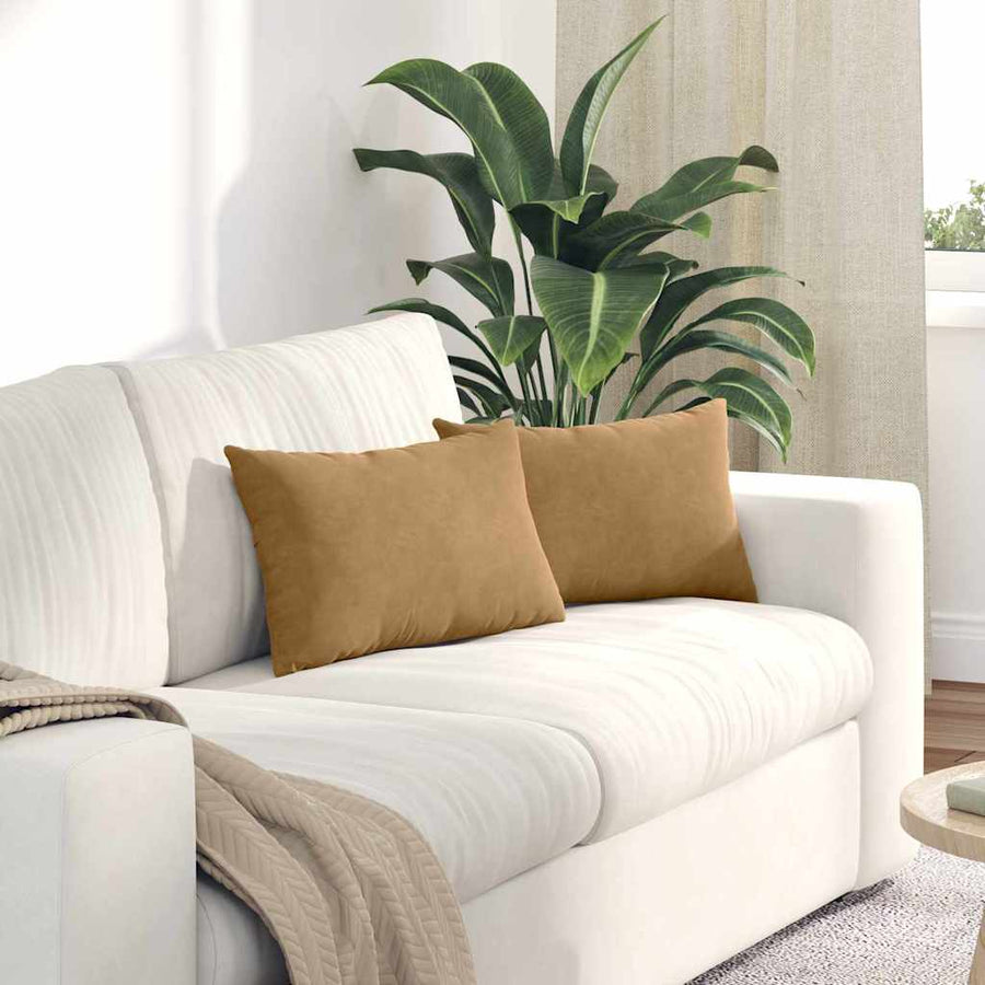 Sofa Kussens 2 pcs Bruin 50 x 30 cm Katoen Stof