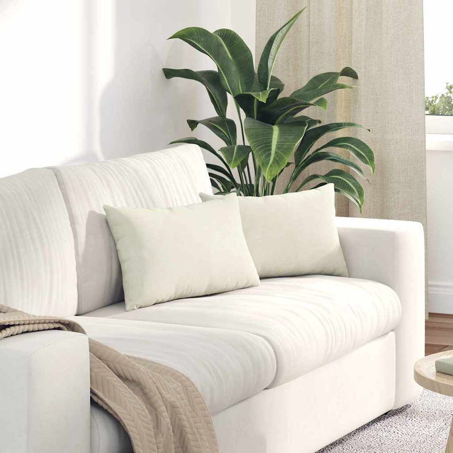 Sofa Kussens 2 pcs Crème 50 x 30 cm Katoen Stof