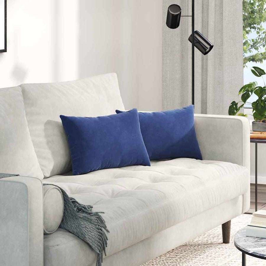 Sofa Kussens 2 pcs Politieblauw 50 x 30 cm Katoen Stof