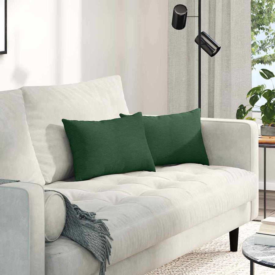 Sofa Kussens 2 pcs Donkergroen 50 x 30 cm Katoen Stof