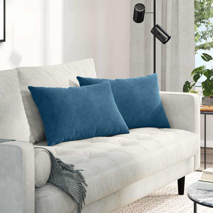 Sofa Kussens 2 pcs Blauw 60 x 40 cm Katoen Stof