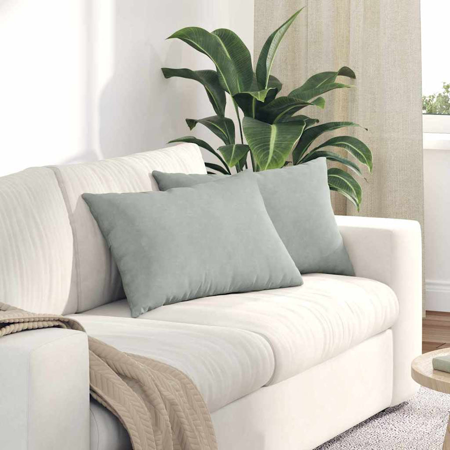 Sofa Kussens 2 pcs Lichtgrijs 60 x 40 cm Katoen Stof