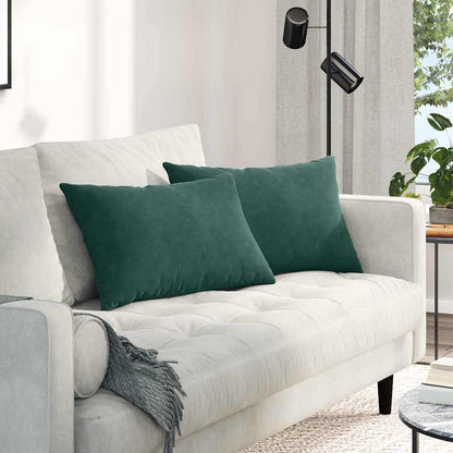 Sofa Kussens 2 pcs Donkergroen 60 x 40 cm Katoen Stof