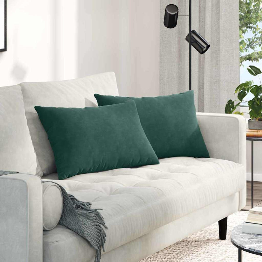 Sofa Kussens 2 pcs Donkergroen 60 x 40 cm Katoen Stof