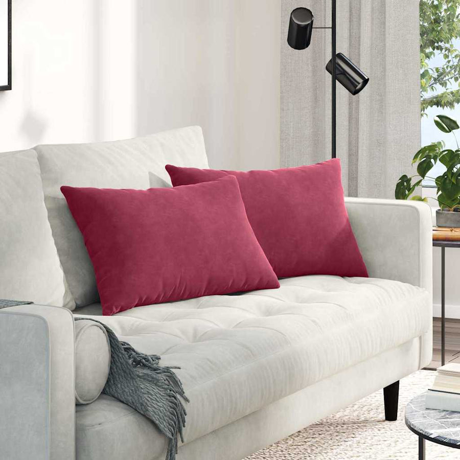 Sofa Kussens 2 pcs Wijnrood 60 x 40 cm Katoen Stof