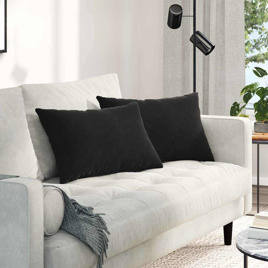 Sofa Kussens 2 pcs Zwart 60 x 40 cm Katoen Stof