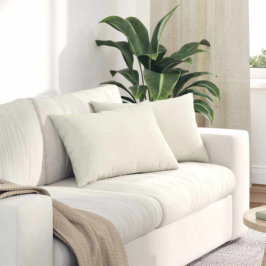 Sofa Kussens 2 pcs Crème 60 x 40 cm Katoen Stof