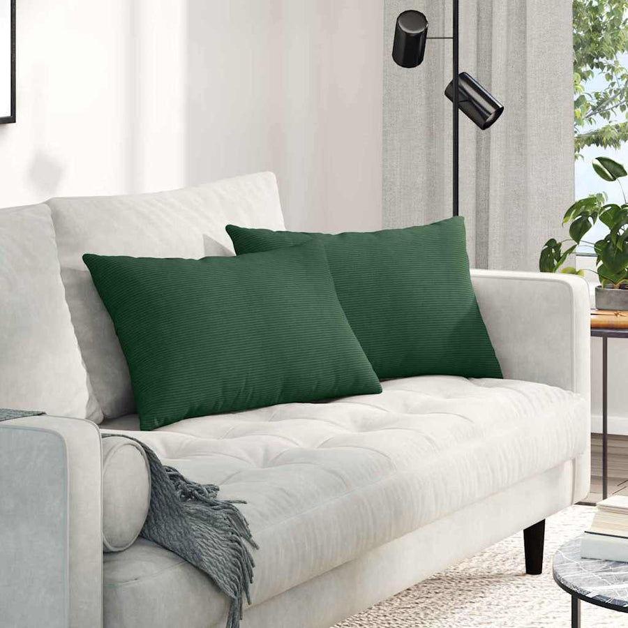 Sofa Kussens 2 pcs Donkergroen 60 x 40 cm Katoen Stof
