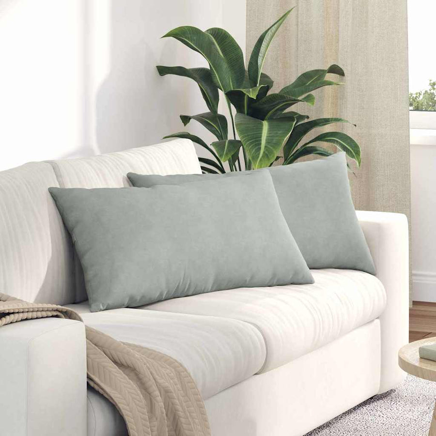 Sofa Kussens 2 pcs Lichtgrijs 80 x 40 cm Katoen Stof