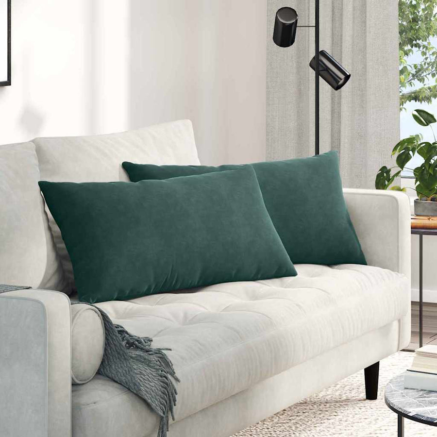 Sofa Kussens 2 pcs Donkergroen 80 x 40 cm Katoen Stof