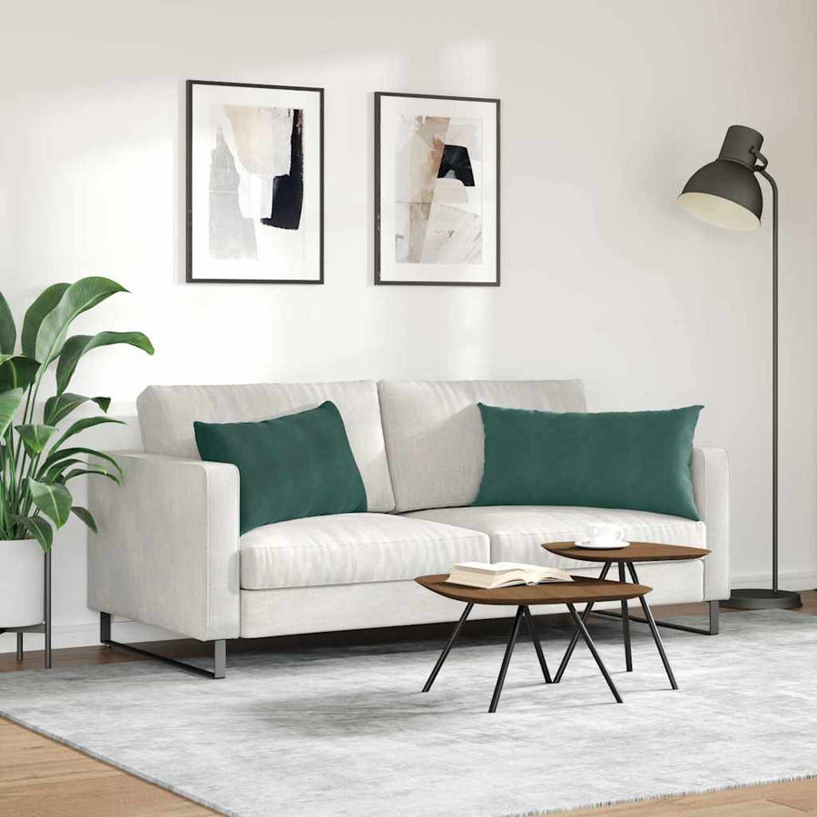 Sofa Kussens 2 pcs Donkergroen 80 x 40 cm Katoen Stof