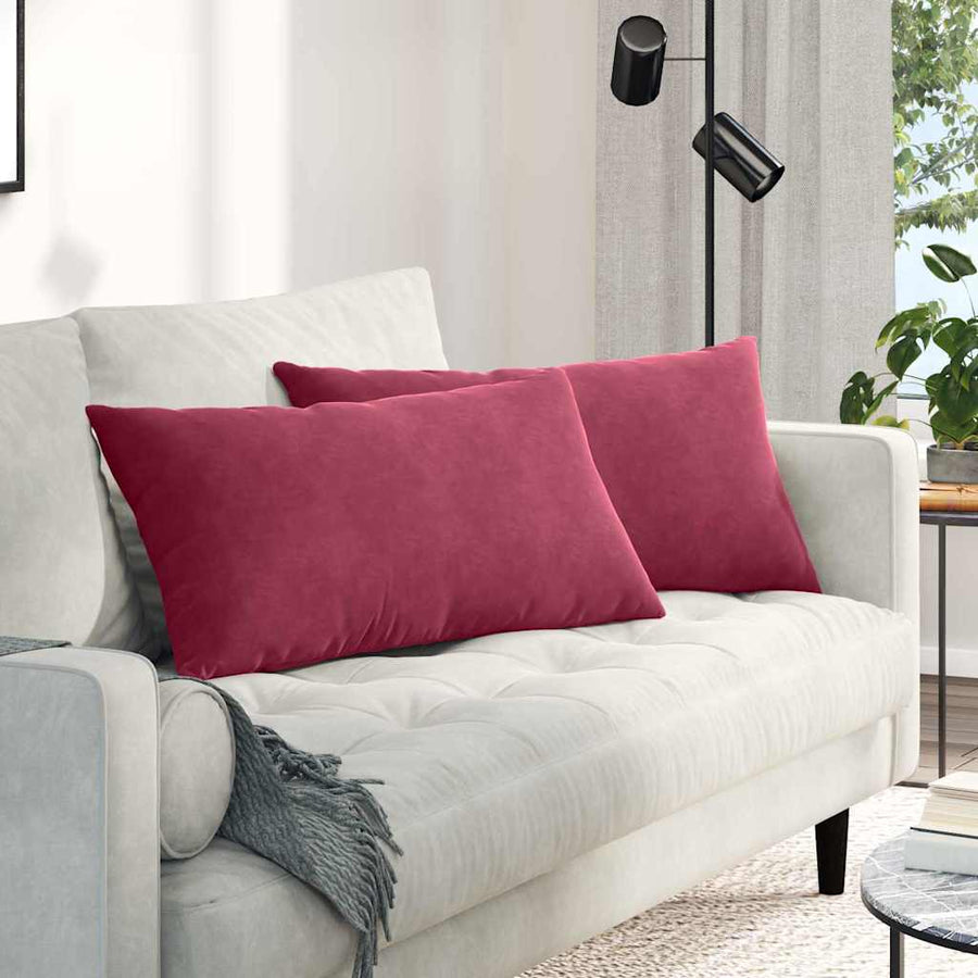 Sofa Kussens 2 pcs Wijnrood 80 x 40 cm Katoen Stof