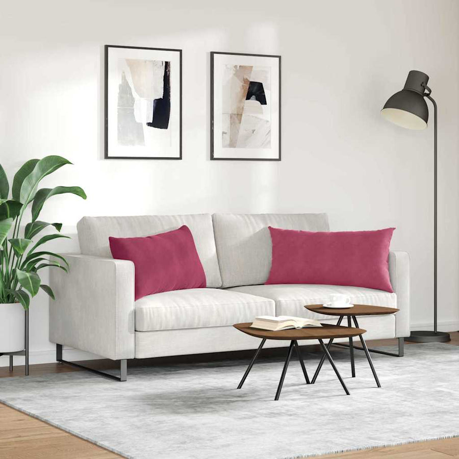 Sofa Kussens 2 pcs Wijnrood 80 x 40 cm Katoen Stof