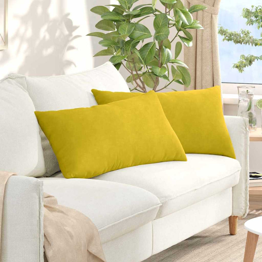 Sofa Kussens 2 pcs Geel 80 x 40 cm Katoen Stof