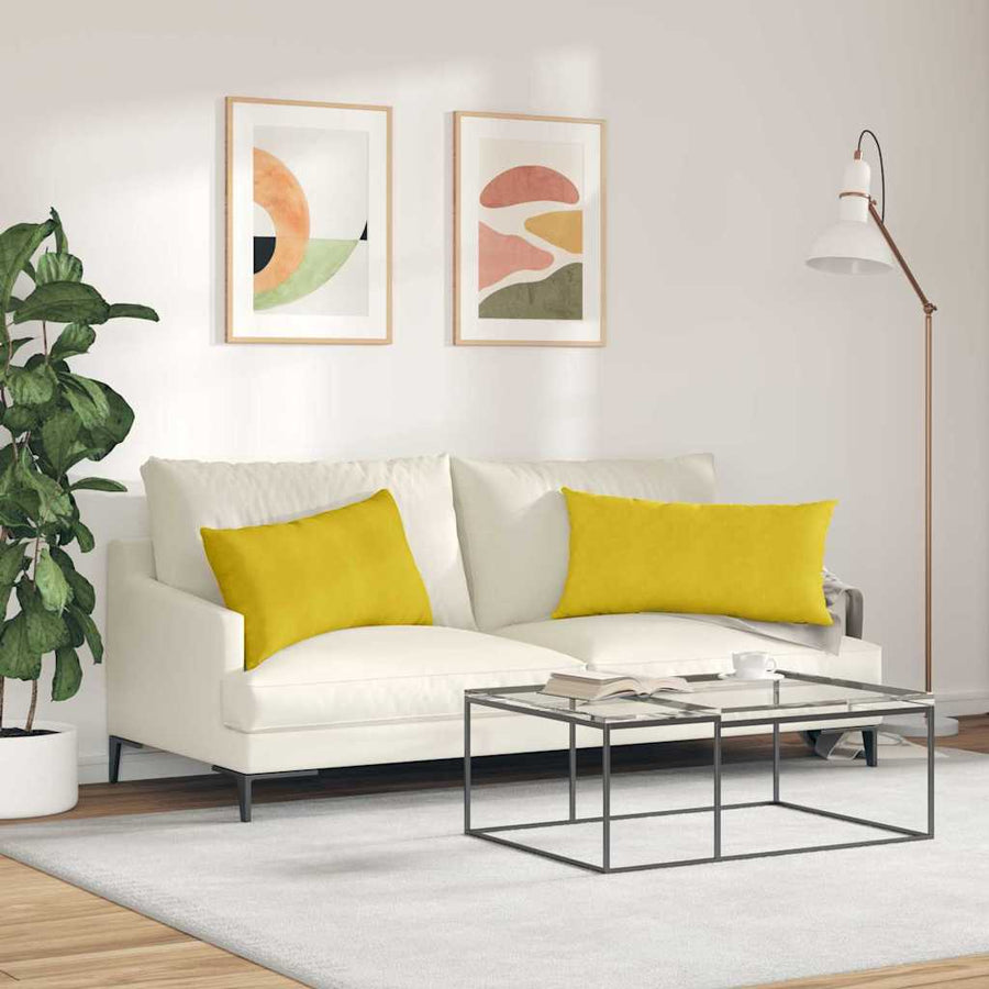 Sofa Kussens 2 pcs Geel 80 x 40 cm Katoen Stof