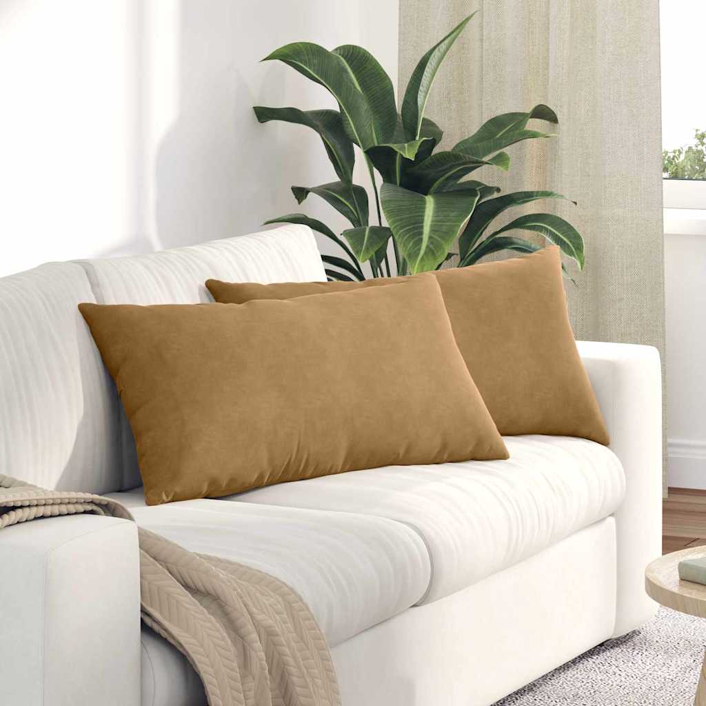 Sofa Kussens 2 pcs Bruin 80 x 40 cm Katoen Stof