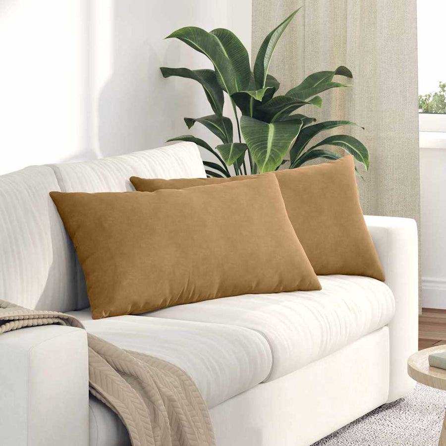 Sofa Kussens 2 pcs Bruin 80 x 40 cm Katoen Stof