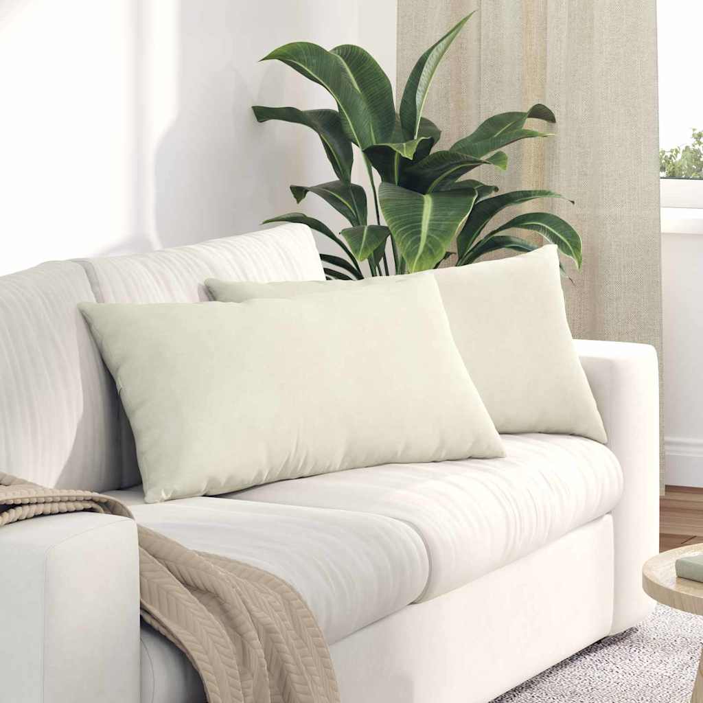 Sofa Kussens 2 pcs Crème 80 x 40 cm Katoen Stof
