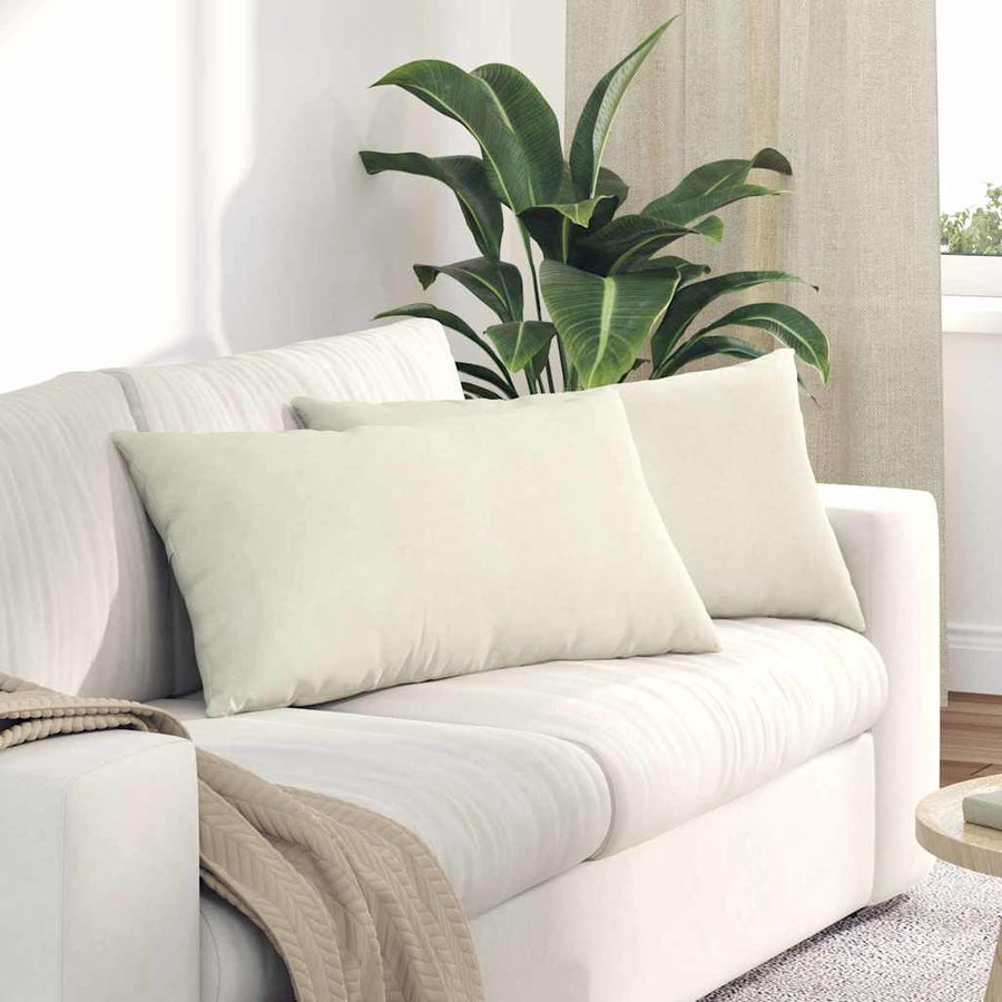 Sofa Kussens 2 pcs Crème 80 x 40 cm Katoen Stof