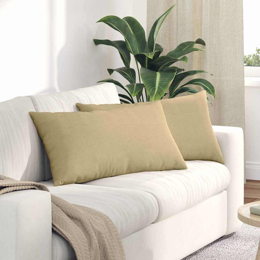 Sofa Kussens 2 pcs Grijs groen 80 x 40 cm Katoen Stof