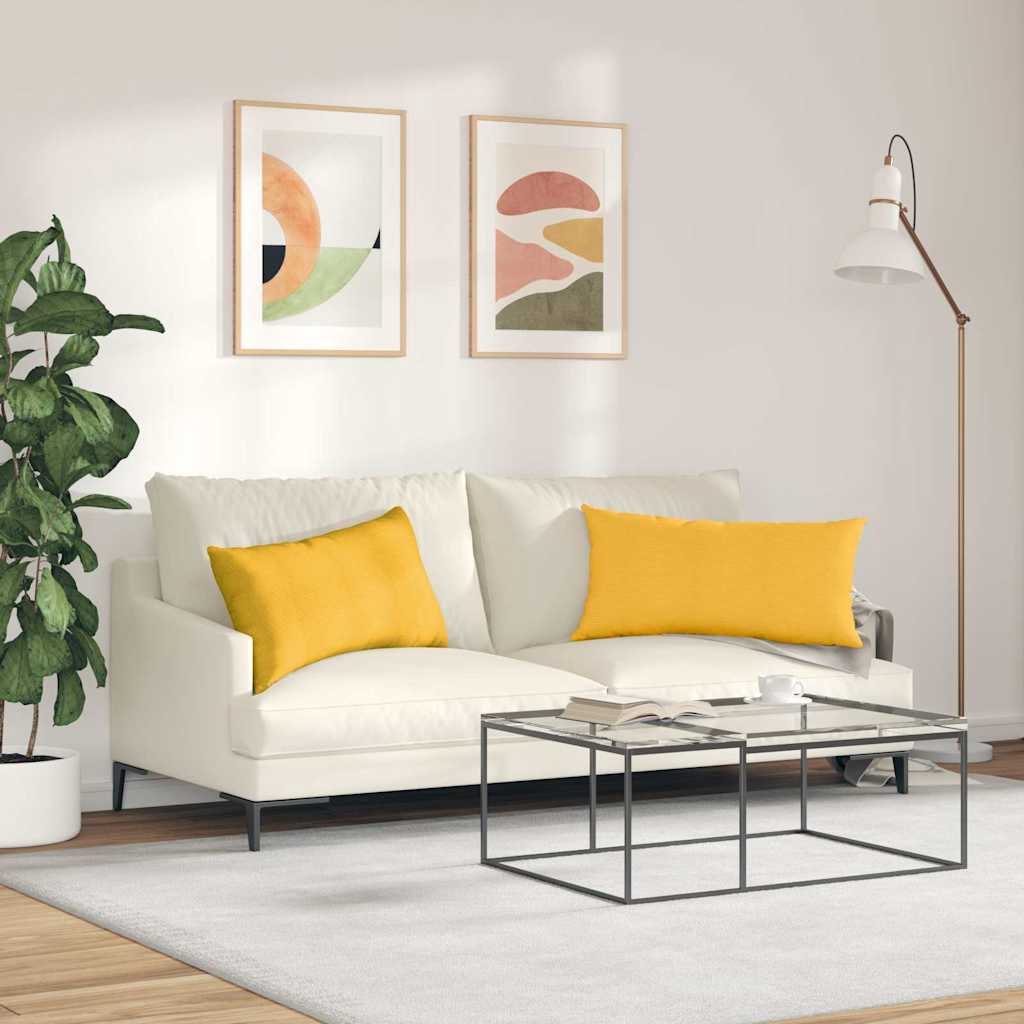 Sofa Kussens 2 pcs Lichtgeel 80 x 40 cm Katoen Stof
