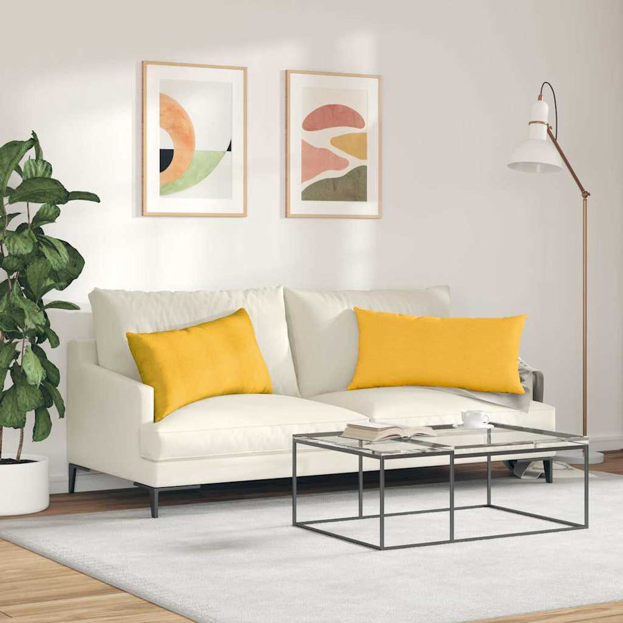 Sofa Kussens 2 pcs Lichtgeel 80 x 40 cm Katoen Stof