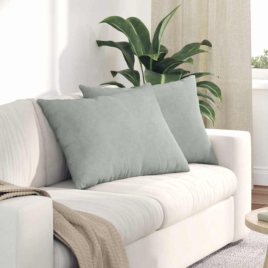 Sofa Kussens 2 pcs Lichtgrijs 70 x 50 cm Katoen Stof