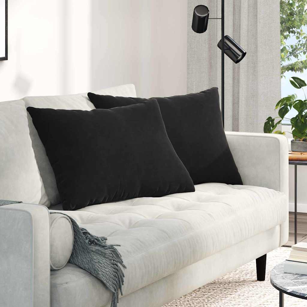 Sofa Kussens 2 pcs Zwart 70 x 50 cm Katoen Stof