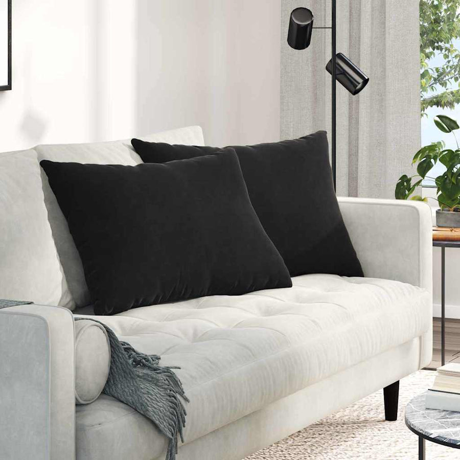 Sofa Kussens 2 pcs Zwart 70 x 50 cm Katoen Stof