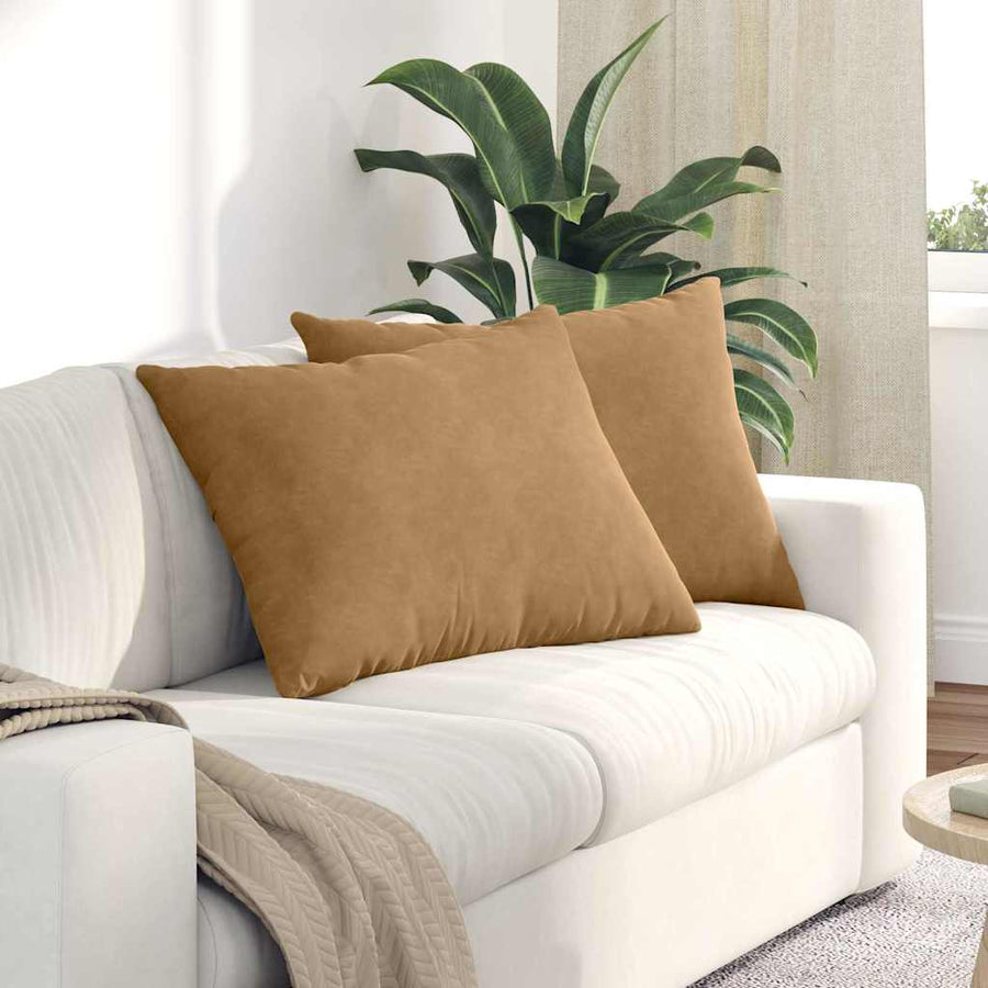 Sofa Kussens 2 pcs Bruin 70 x 50 cm Katoen Stof