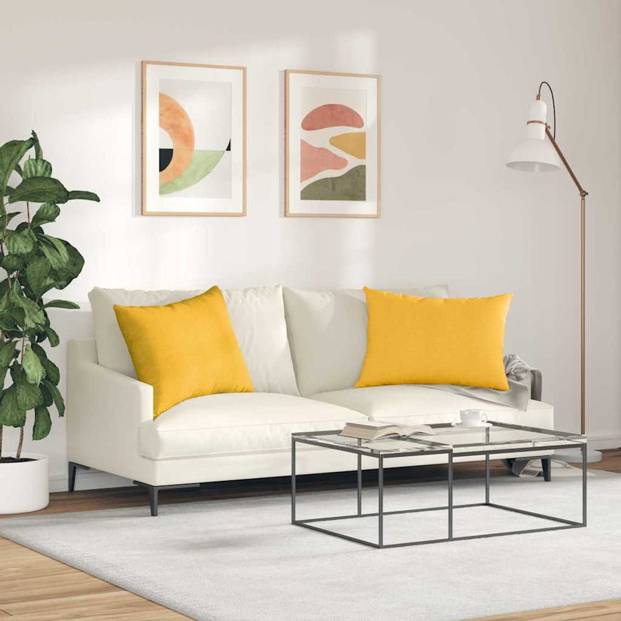 Sofa Kussens 2 pcs Lichtgeel 70 x 50 cm Katoen Stof
