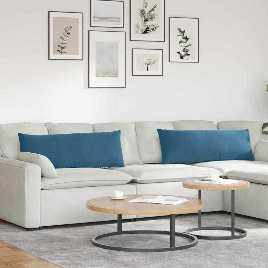 Sofa Kussens 2 pcs Blauw 120 x 40 cm Katoen Stof