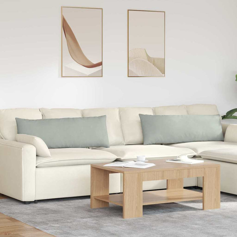 Sofa Kussens 2 pcs Lichtgrijs 120 x 40 cm Katoen Stof