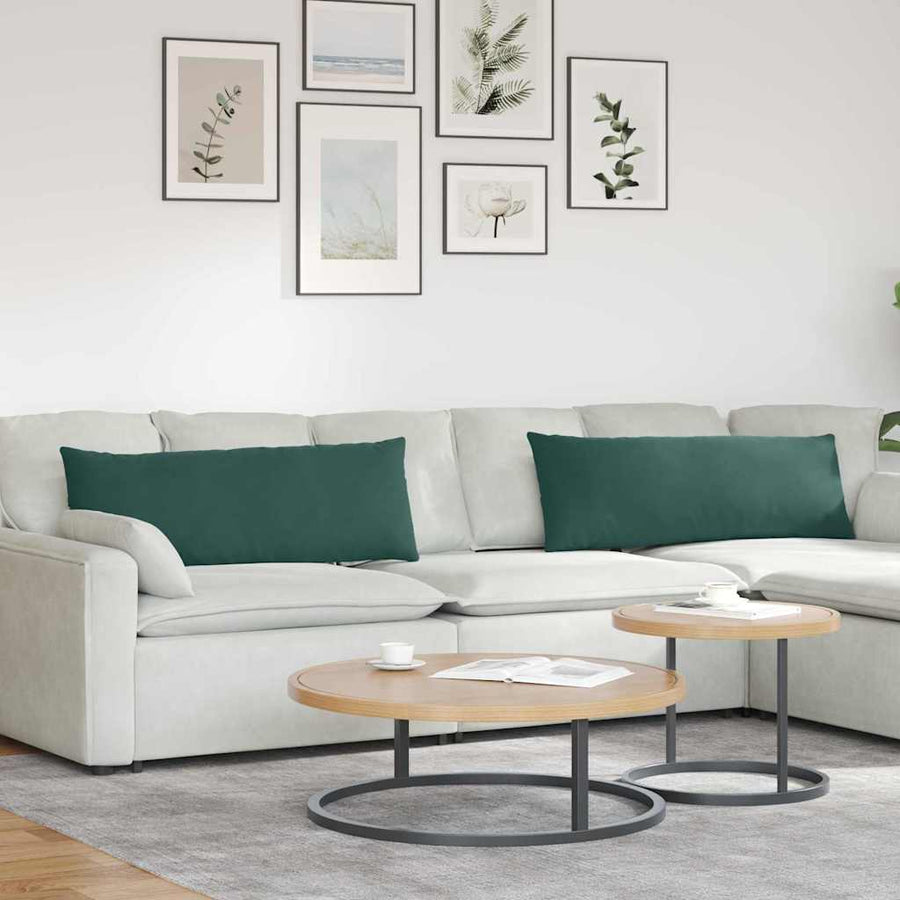 Sofa Kussens 2 pcs Donkergroen 120 x 40 cm Katoen Stof