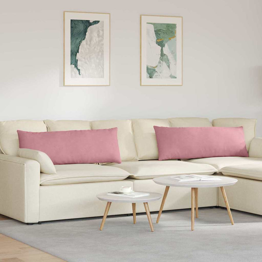 Sofa Kussens 2 pcs Roze 120 x 40 cm Katoen Stof