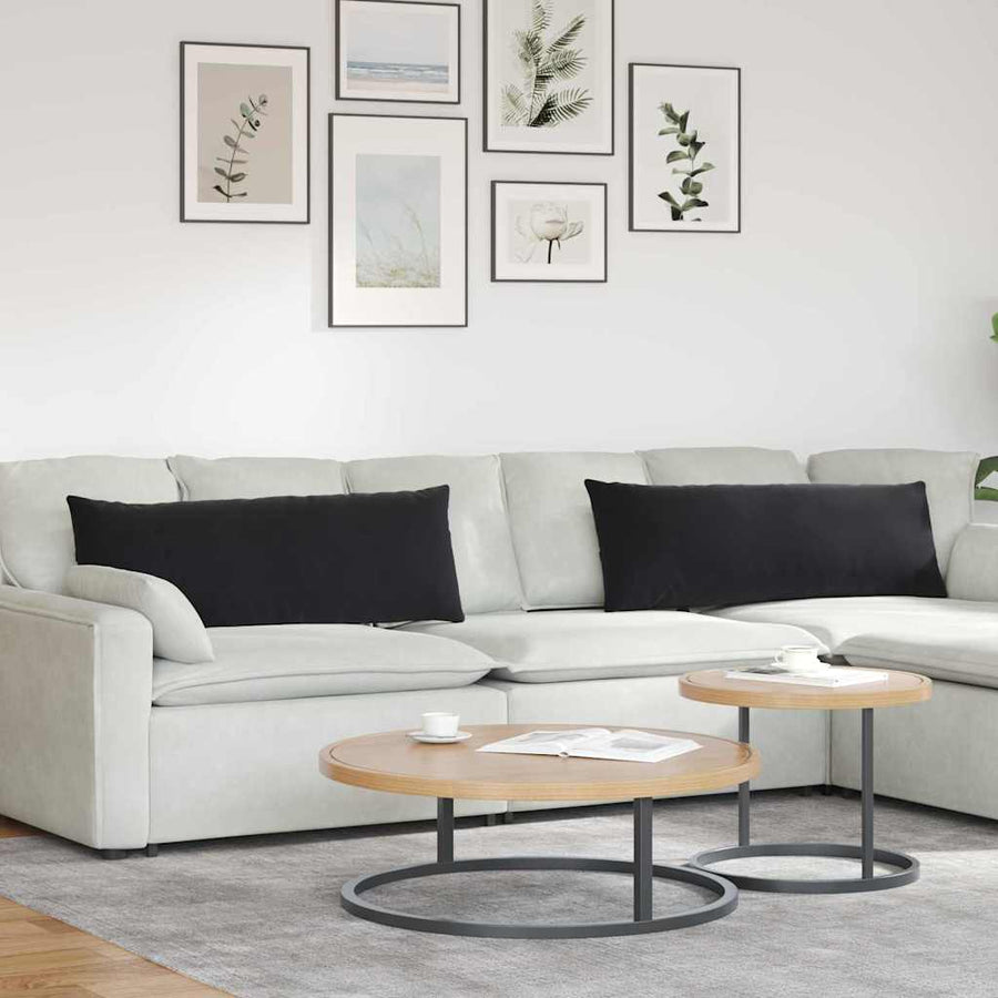 Sofa Kussens 2 pcs Zwart 120 x 40 cm Katoen Stof