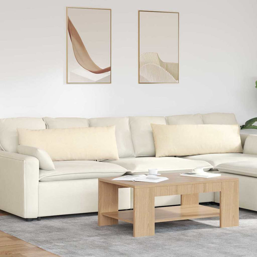 Sofa Kussens 2 pcs Crème 120 x 40 cm Katoen Stof