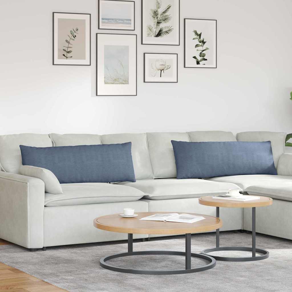 Sofa Kussens 2 pcs Blauw 120 x 40 cm Katoen Stof