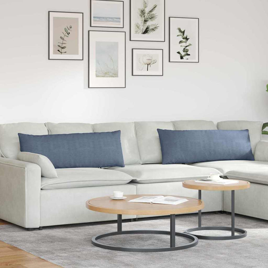 Sofa Kussens 2 pcs Blauw 120 x 40 cm Katoen Stof