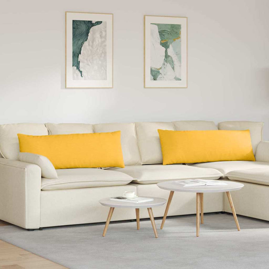 Sofa Kussens 2 pcs Lichtgeel 120 x 40 cm Katoen Stof