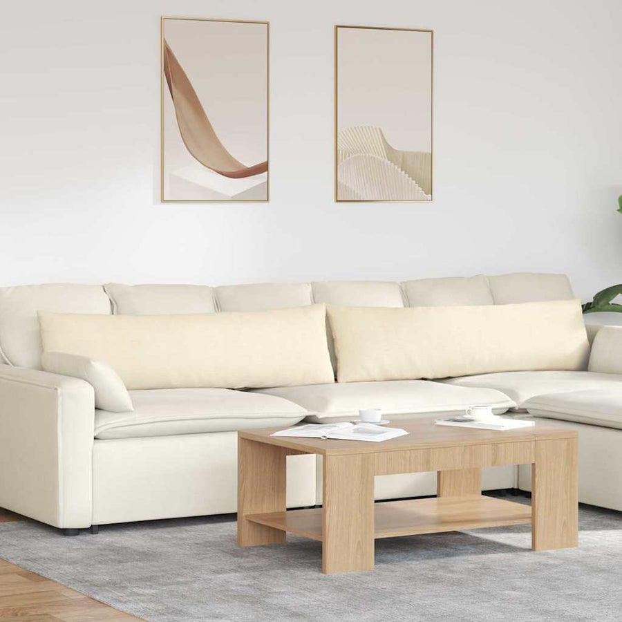 Sofa Kussens 2 pcs Crème 145 x 40 cm Katoen Stof