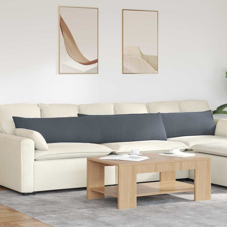 Sofa Kussens 2 pcs Donkergrijs 200 x 40 cm Katoen Stof